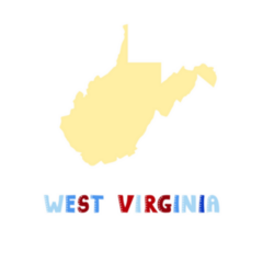 Map Of West Virginia Colorful Lettering Sticker