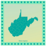 Map Of West Virginia Green Square Sticker