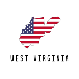 Map Of West Virginia Painted In American Flag Sticker