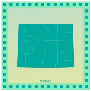 Map Of Wyoming Green Sticker