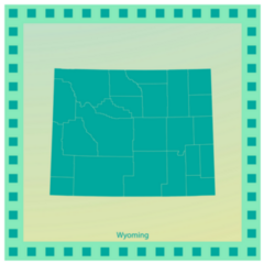 Map Of Wyoming Green Sticker