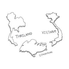 Map Singapore, Thailand And Vietnam Lettering Sticker