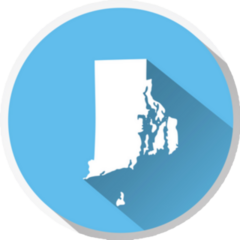 Map State Of Rhode Island Blue CIrcle Sticker