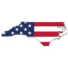Map With US Flag Inside Of North Carolina Sticker