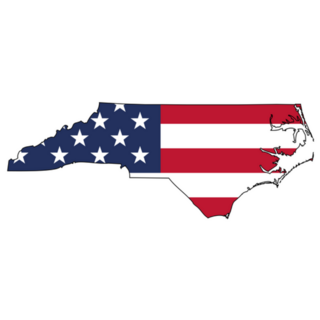 Map With US Flag Inside Of North Carolina Sticker