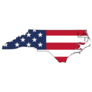 Map With US Flag Inside Of North Carolina Sticker