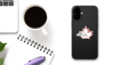 Maple Leaf Outline With Alberta, Canada Sticker on a Phone (New) example