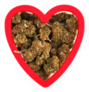 Marijuana Buds In A Heart Shaped Cookie Cutter Sticker