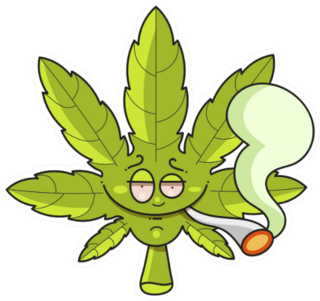 Marijuana Green Leaf Smoking A Joint Sticker