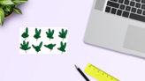 Marijuana Hands Sticker Sheet on a Desk (New) example