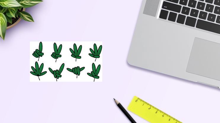 Marijuana Hands Sticker Sheet on a Desk (New) example