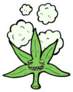 Marijuana Leaf Cartoon With Smoke Clouds Sticker