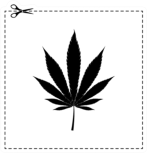 Marijuana Leaf In Square Scissor Cut Out Sticker