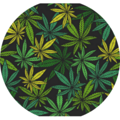 Marijuana Leaf Pattern Circle Sticker