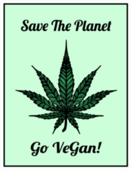 Marijuana Leaf, Save The Planet Go Vegan! Sticker