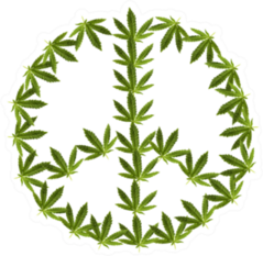 Marijuana Peace And Love Sign Sticker