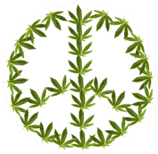 Marijuana Peace And Love Sign Sticker