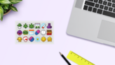 Marijuana Pixel Sticker Sheet on a Desk (New) example