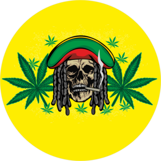 Marijuana Skull And Dreadlocks Sticker