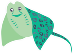 marine Green Big Stingray Cartoon Cheetah Print Sticker
