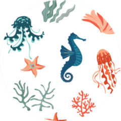 Marine Life Hand Drawn Seahorse Sticker