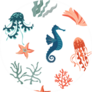 Marine Life Hand Drawn Seahorse Sticker