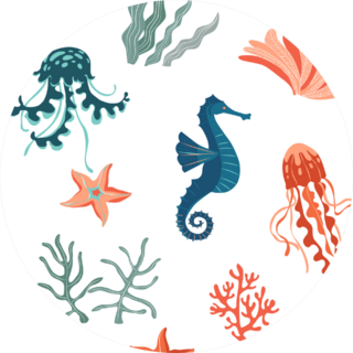 Marine Life Hand Drawn Seahorse Sticker