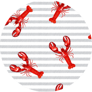 Marine Pattern Lobster On Abstract Stripes Sticker