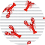 Marine Pattern Lobster On Abstract Stripes Sticker