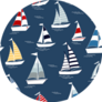 Marine Seamless Pattern With Cartoon Boats Sticker