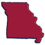 Maroon Missouri State Borders, Map Sticker