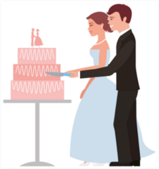 Married Couple Cutting Wedding Cake Sticker