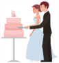 Married Couple Cutting Wedding Cake Sticker