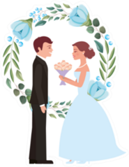 Married Couple With Flower Wreath Sticker
