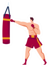 Martial Art, Experienced Boxer Illustration Sticker