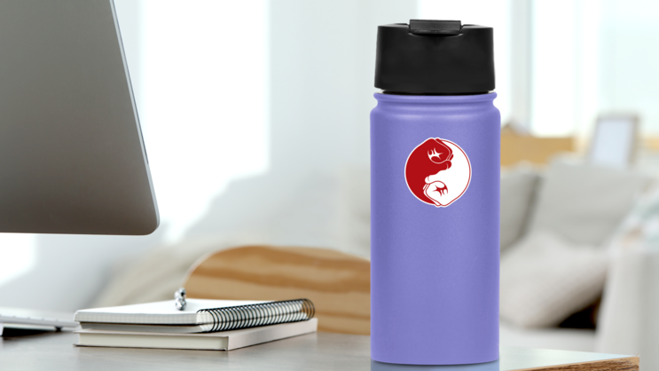 Martial Arts Fists Making The Yin Yang Sticker on a Water Bottle (New) example