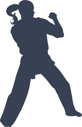 Martial Arts Karate Girl With Pony Tail Defense Pose Sticker