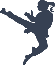 Martial Arts Karate Girl With Pony Tail Jump Kicking Sticker