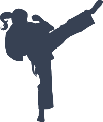 Martial Arts Karate Girl With Pony Tail Kicking Sticker