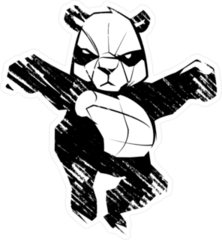 Martial Arts Scribble Panda Sticker