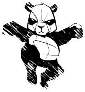 Martial Arts Scribble Panda Sticker