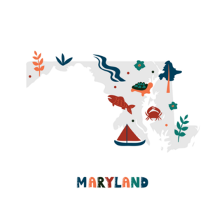 Maryland Cartoon Simple Style Sticker
