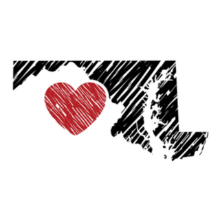Maryland Map And Heart Logo Sticker