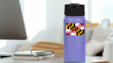 Maryland Md State Flag Sticker on a Water Bottle (New) example