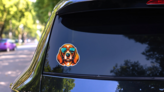Mascot Cool Beagle Sticker on a Rear Car Window (New) example