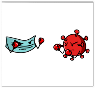 Mask Vs Covid-19 Boxing Fight Illustration Sticker