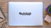 Massachusetts Calligraphy Sticker on a Laptop (New) example