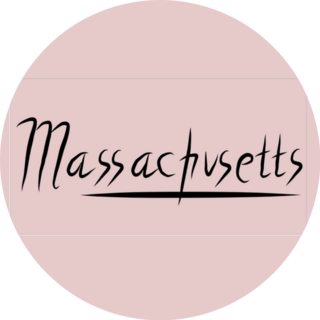 Massachusetts Lettering On Pink Sticker