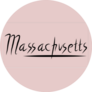 Massachusetts Lettering On Pink Sticker
