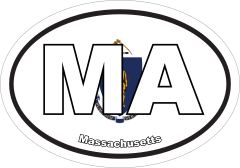 Massachusetts Ma State Flag Oval Sticker